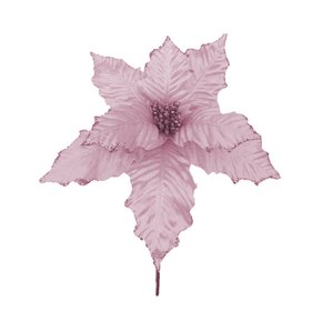 Pick Poinsétia Flor Rosa com Glitter 20x26cm Matsumoto