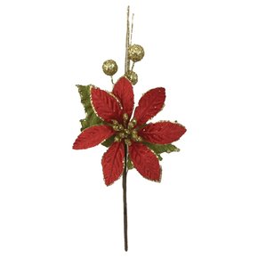 Pick Poinsétia Flor Veludo Vermelha 11x15cm Matsumoto