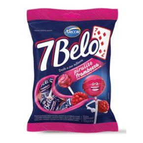 Pirulito 7 Belo Framboesa Arcor - Pacote com 25 Unidades