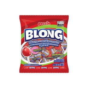 Pirulito Blong Chiclete Morango C/ 24 Un Peccin
