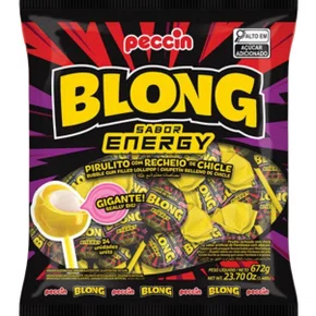 Pirulito Chiclete Blong Energy Peccin - Pacote com 24 Unidades