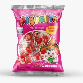 Pirulito Mini Coração Morango Miguelito C/ 50 Um