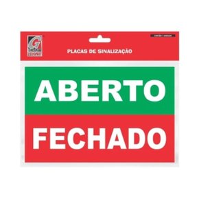 Placa de Sinalização Aberto e Fechado 16x25cm Cod SIN 120 Grespan