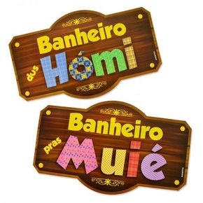 Placa para Banheiro com 02 Unidades Kaixote