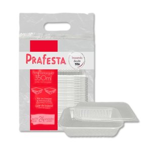 Pote Retangular 350ml C/20 Conjuntos Cristal PraFesta