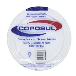 Prato Descartável PR15 Branco C/10 Unidades CopoSul