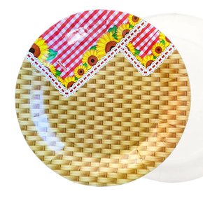 Prato Descartável PR18 C/08 Unidades Arraiá Girassol Kaixote