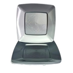 Prato PR 15 Acrílico Quadrado Com 10 Unidades Prata Clean Wave