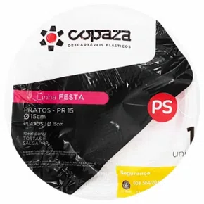 Prato PR 15 Branco - Copaza (Pacote com 10 Unidades)