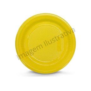Prato PR 15  Descartável C/10 Unidades Amarelo Neon Kaixote