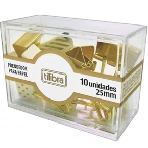 Prendedor de papel Dourado 28mm c/10 unidades Tilibra