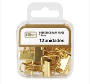 Prendedor Papel C/ Mola 19mm Dourado Tilibra 12un