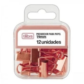 Prendedor Papel C/ Mola 19mm Rose Gold Tilibra 12u