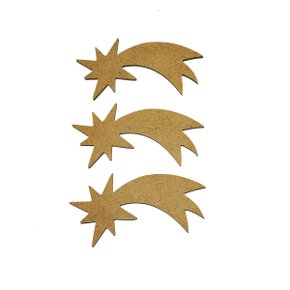 Recorte MDF Estrela Cadente Com 03 Unidades Cod 6158