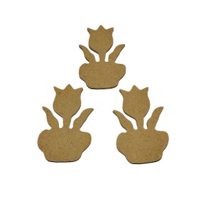 Recorte MDF Flor Com 03 Unidades