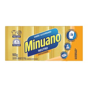 Sabão Em Pedra Neutro com 05 unidades 900g Minuano