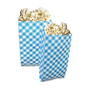 Saco de Pipoca Xadrez Grande Azul Nº3 C/50 Unidades Kaixote