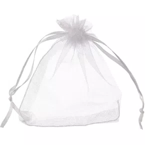 Saco Organza 8 x 10 cm Branco Pacote com 10 Unidades