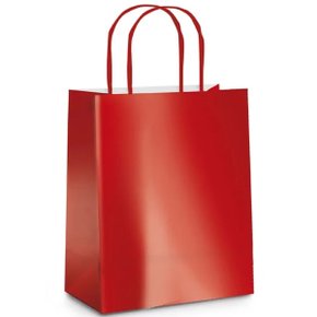 Sacola Presente Média Vermelha Metalizada 26x19,5x9,5cm com 10 Unidades Cromus