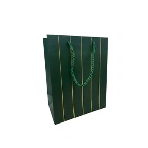 Sacola Presente Pequena Listras Almofadas Verde Ref 271 PartiuFestas