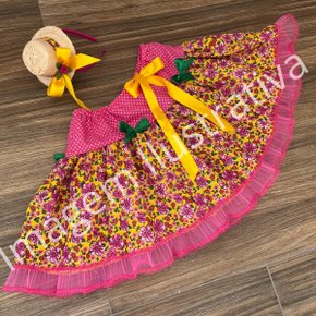 Saia Junina Infantil Tam G + Tiara Thais
