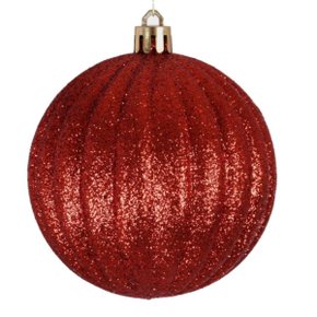 SEM FOTO Bola de Natal Vermelha 15cm Glitter Unidade Matsumoto