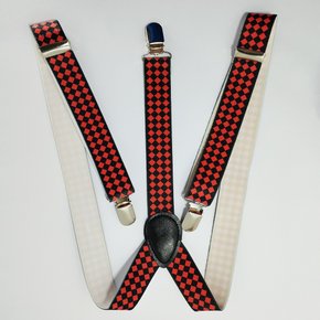 Suspensório Regulável Xadrez Vermelho Importado