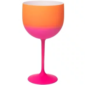 Taça Acrílica Gin Fantasy Rosa e Laranja 500ml Neoplas