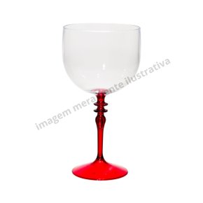 Taça Acrílica Gin Transparente com Pé Vermelho 500ml OP 30501 Neoplas