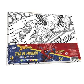Tela Pintura Com 6 Guaches 3ml + Pincel Ref 4749 Spider-Man DAC