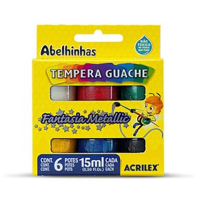 Tempera Guache 15ml 06 Cores Metallic Fantasia Acrilex
