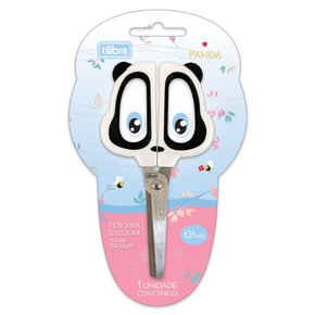 Tesoura Escolar 13 cm Sem Ponta Panda Tilibra