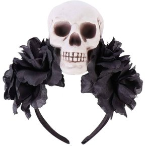 Tiara Halloween Preta com Caveira Paf360 Partiu