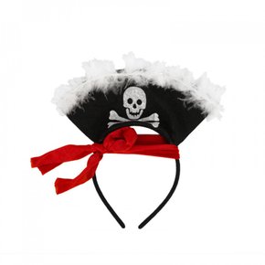 Tiara Pirata Preta e Vermelho Caveira Bazar Importadora