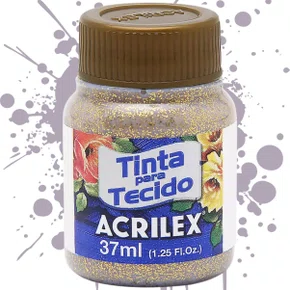 Tinta para Tecido com Gliter Ouro Acrilex 37ml