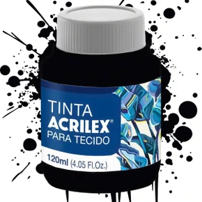 Tinta para Tecido Preta 120ml Acrilex