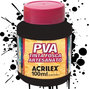 Tinta PVA Fosca 100ml Preto Acrilex