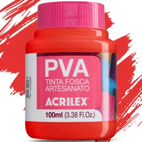 Tinta PVA Fosca 100ml Vermelho Fogo Acrilex