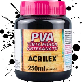 Tinta PVA Fosca 250ml Preto Acrilex