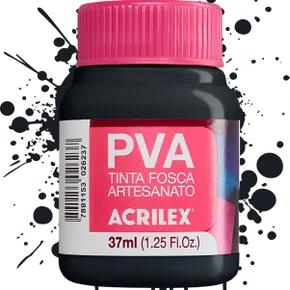 Tinta PVA Fosca Preto 37ml Acrilex