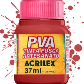 Tinta PVA Fosca Vermelho Escarlate 37ml Acrilex