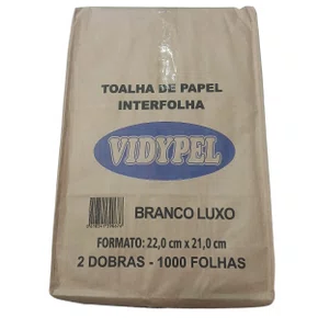 Toalha Interfolha Branca Luxo com 1000 Unidades 22,5x21 Vidypel