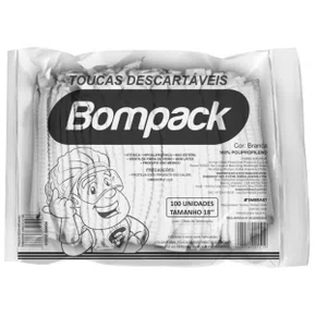 Touca Descartável Branca Com 100 Unidades Bompack