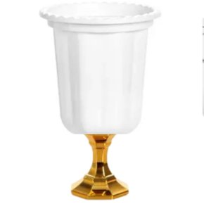 Vaso Branco Diamante Base Ouro 23x13cm 850ml Festplastik