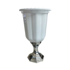 Vaso Branco Diamante Base Prata 23x12 850ml FestPlastik