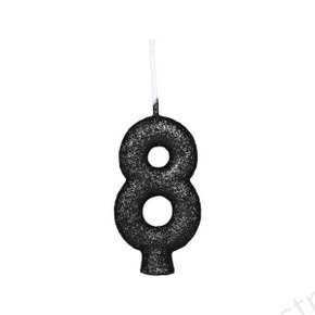 Vela Cintilante Glitter Nº8 Preto Regina