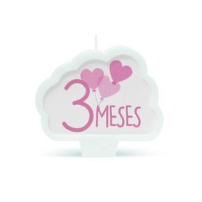 Vela Cromus Mesversario 3 Meses Rosa