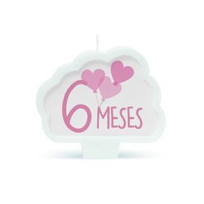 Vela Cromus Mesversario 6 Meses Rosa