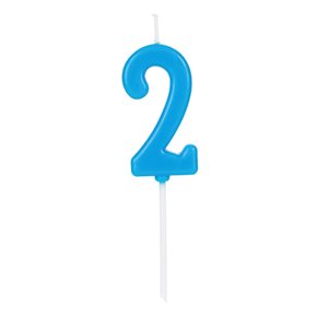 Vela De Aniversário Número 2 Azul 4,5 Cm Silver Plastic