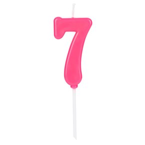 Vela De Aniversário Número 7 Rosa 4,5 Cm Silver Plastic